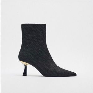 ZARA Women’s Fabric Ankle Metallic Heel Boot Size 37